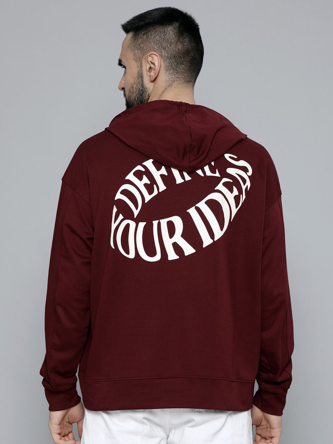 

Maniac Typography Printed Hooded Pure Cotton Sweatshirt, Burgundy