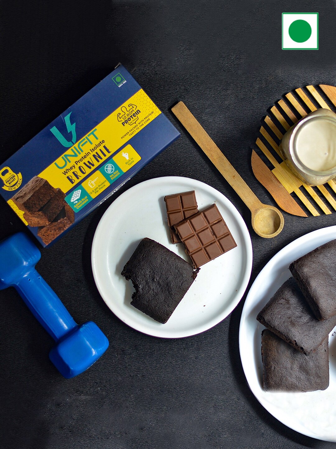 

UNIFIT Chocolate Brownie High Source of Protein & Fiber Bars 300- gm, Blue