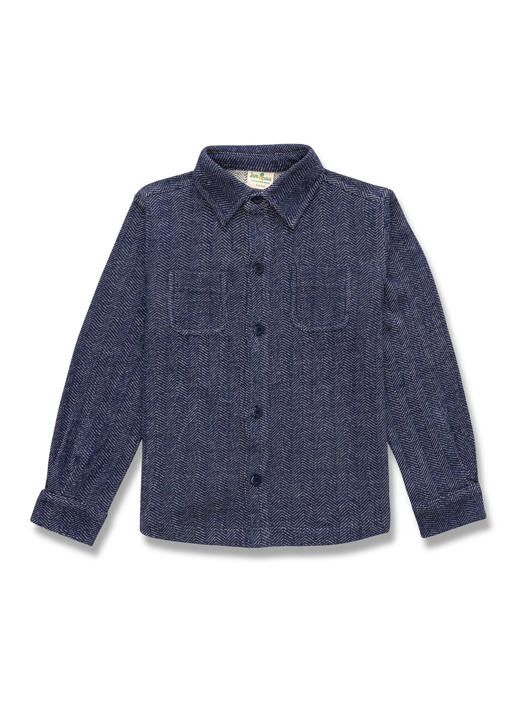 

JusCubs Boys Self Design Textured Premium Cotton Casual Shirt, Navy blue