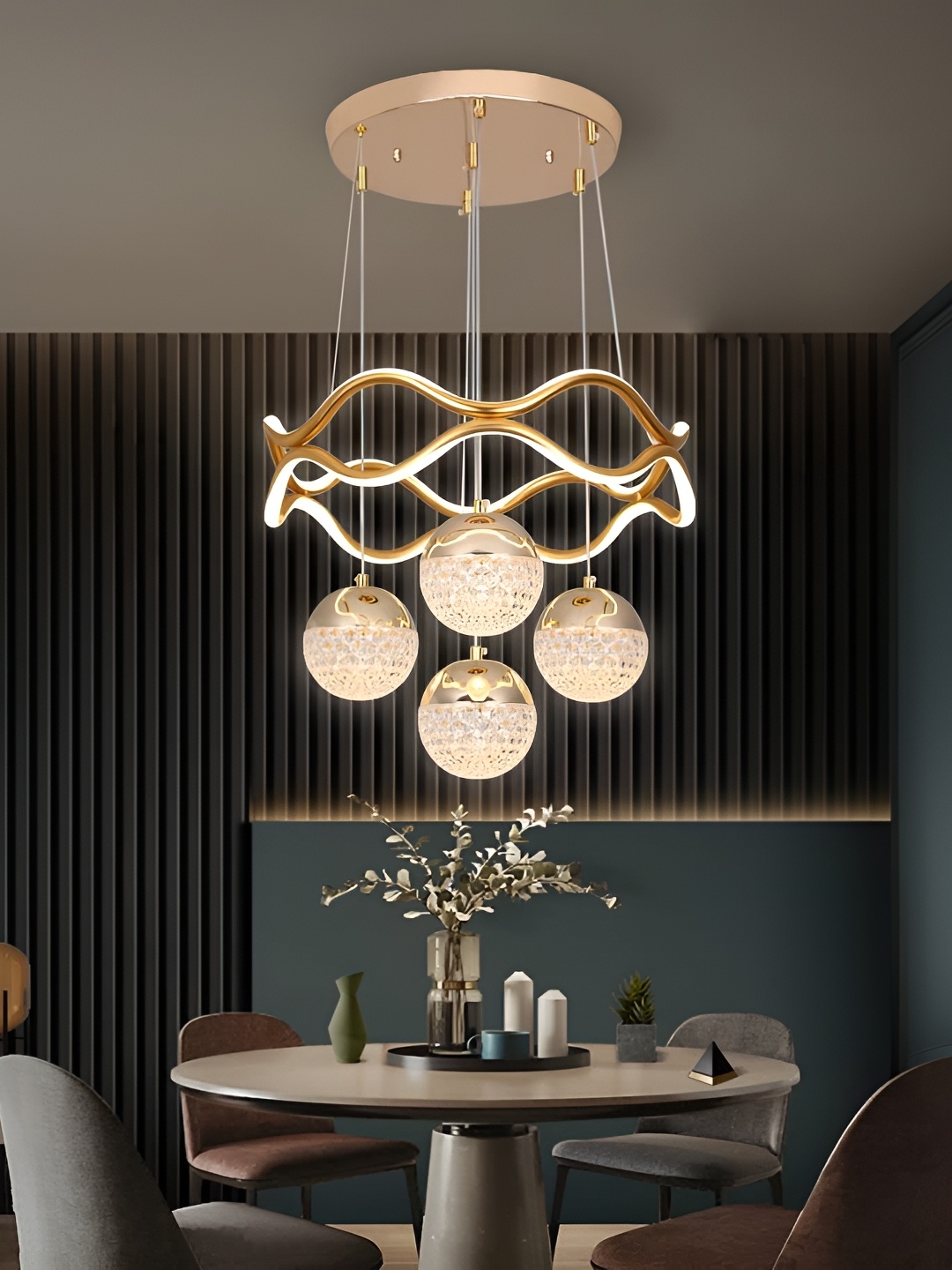 

blissbells Gold Toned Ring Hanging Ceiling Lamp