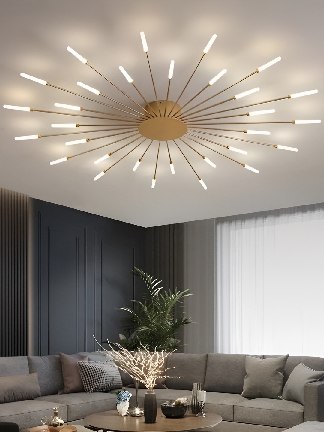 

blissbells Gold Toned LED Chandelier Ring Ceiling Lamp