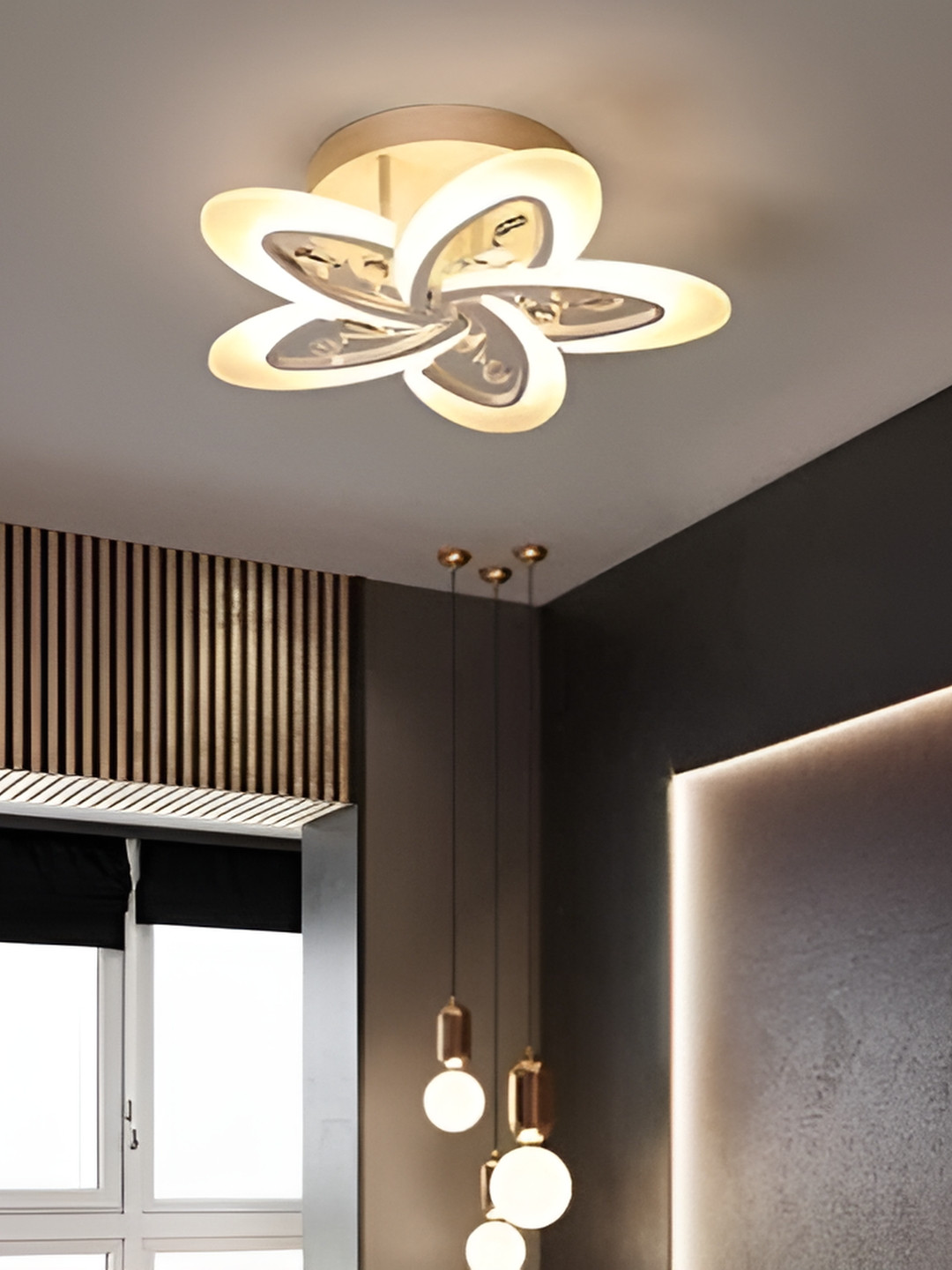 

blissbells White 5 Light Flowers Shape LED Chandelier Ceiling Lamp