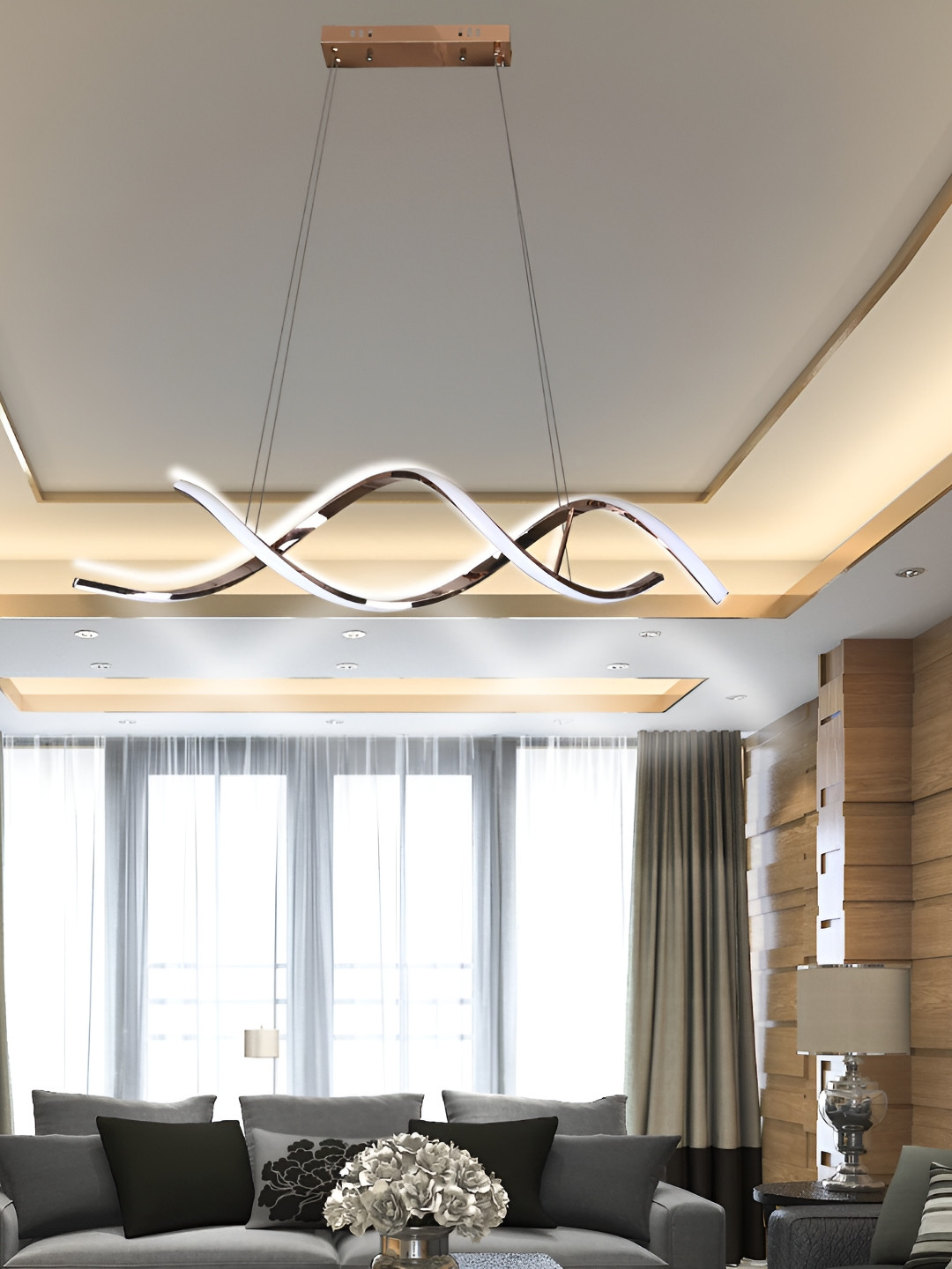 

blissbells Gold Toned Twister Chandelier Ceiling Lamp