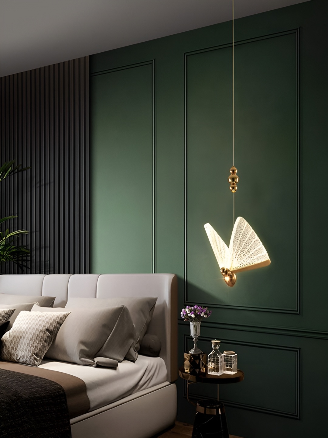 

blissbells Gold-Toned Butterfly Bedside Hanging Pendant Ceiling Lamp