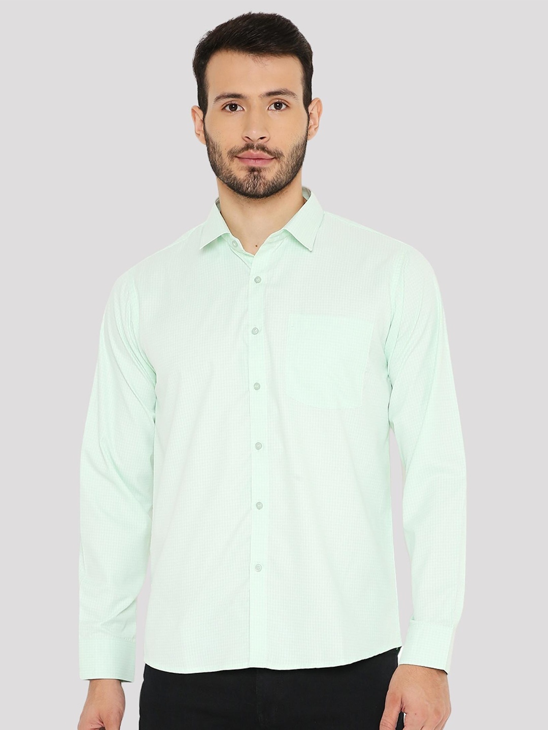 

Maharaja India Slim Micro Checks Casual Shirt, Green