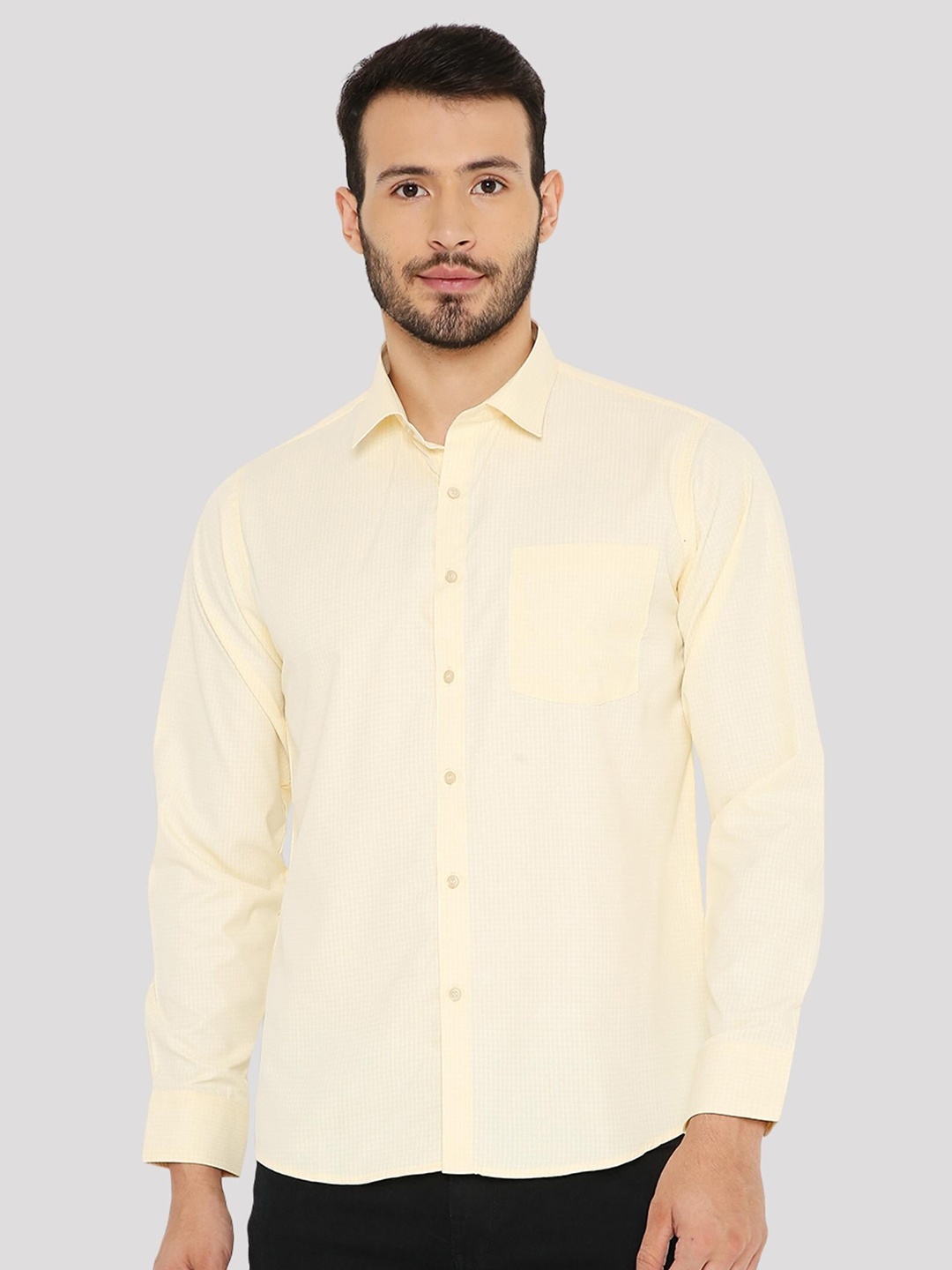

Maharaja India Slim Spread Collar Casual Shirt, Yellow