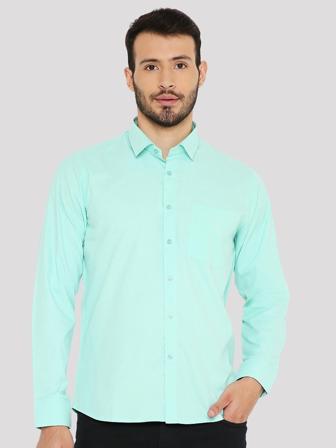 

Maharaja Slim Fit Spread Collar Casual Shirt, Sea green