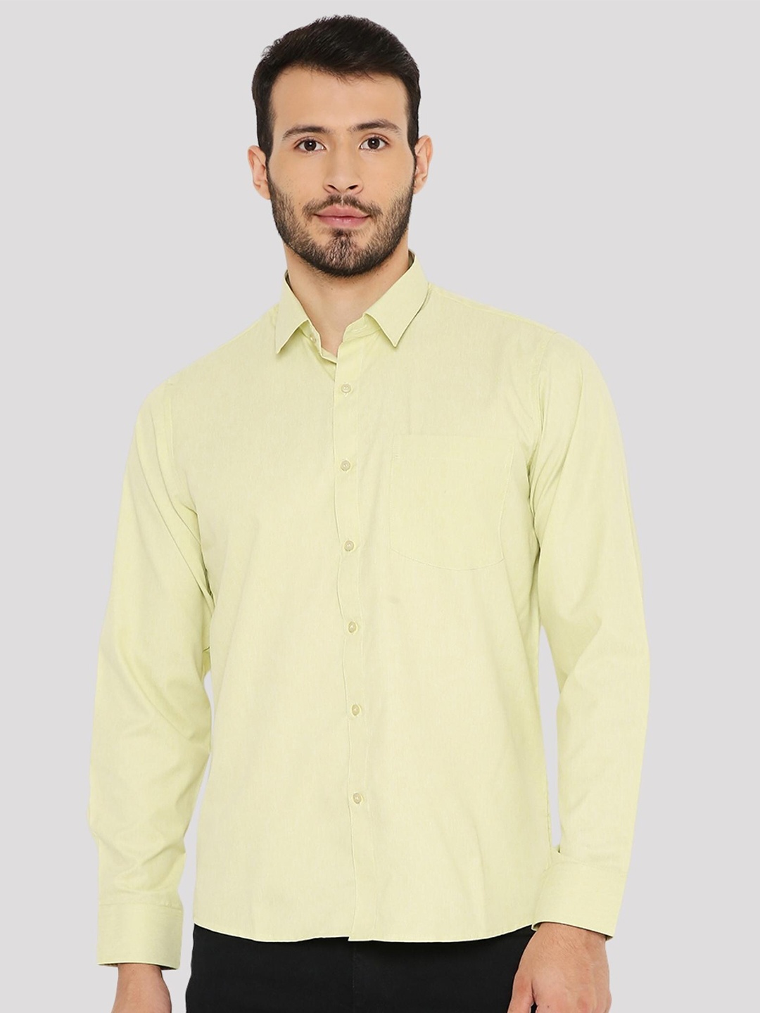 

Maharaja India Slim Fit Spread Collar Long Sleeves Casual Shirt, Lime green