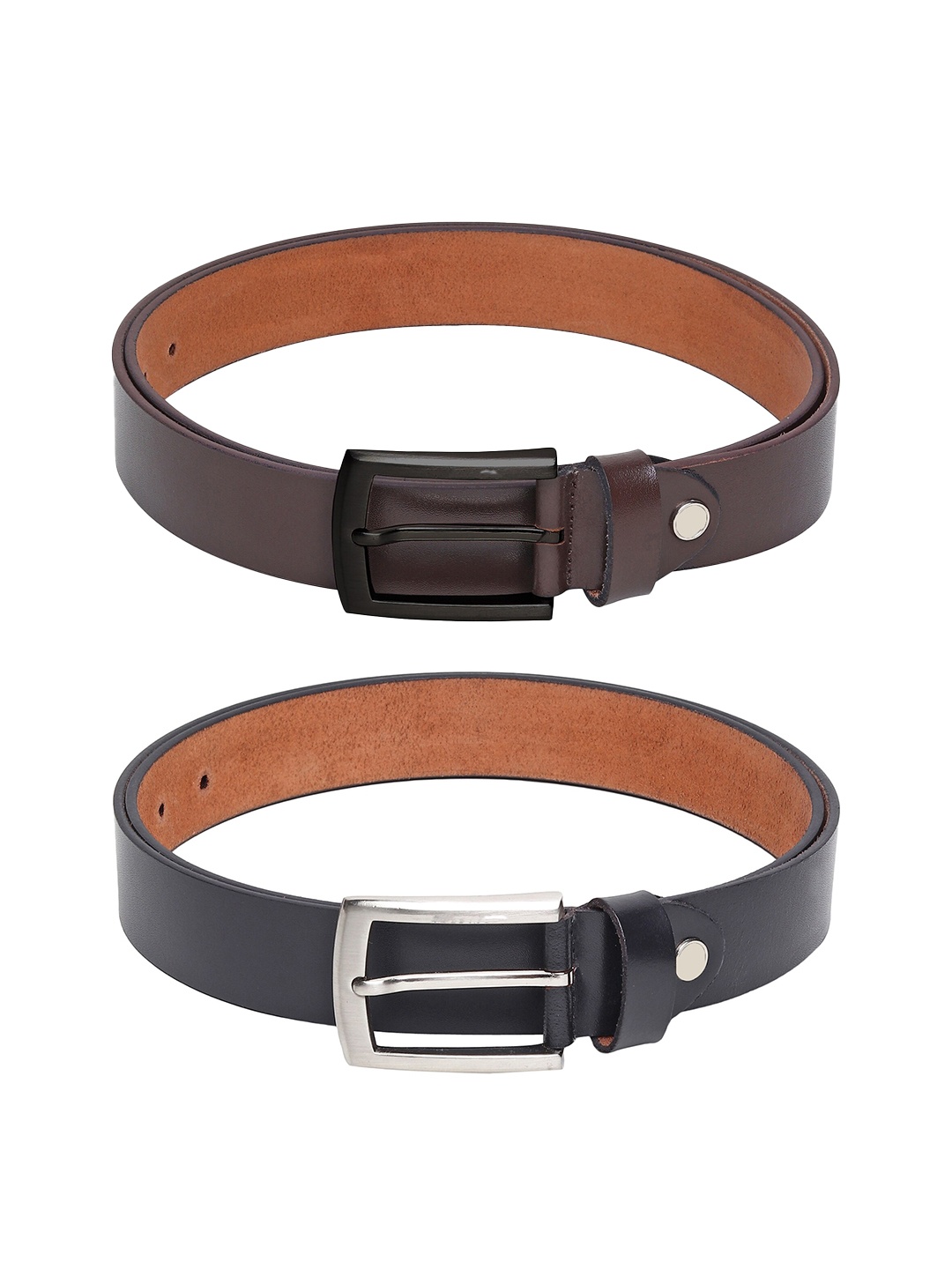 

The Roadster Lifestyle Co. Men Black & Brown Set of 2 Textured Leather Belts