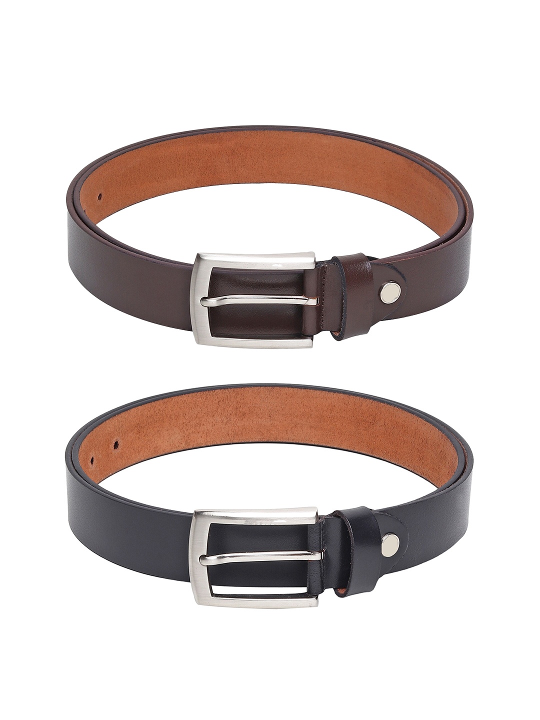 

The Roadster Lifestyle Co. Men Black & Brown Set of 2 Textured Leather Belts