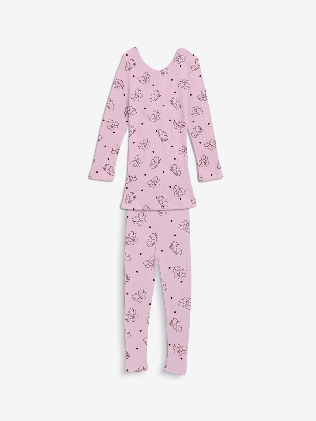 

Kanvin Pink Girls Printed Long Sleeves Thermal Set