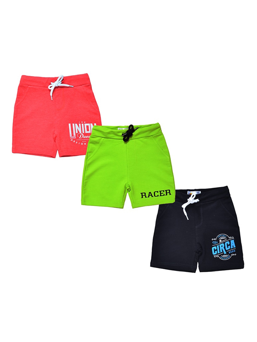 

BAESD Infant Boys Pack Of 3 Typography Printed Pure Cotton Shorts, Red