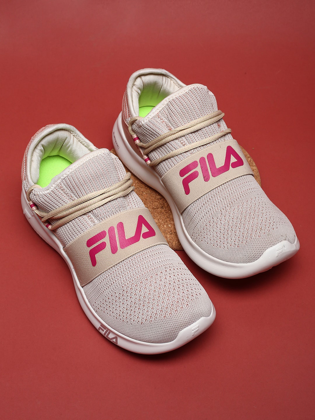 

FILA Women Textured Slip On Sneakers, Beige