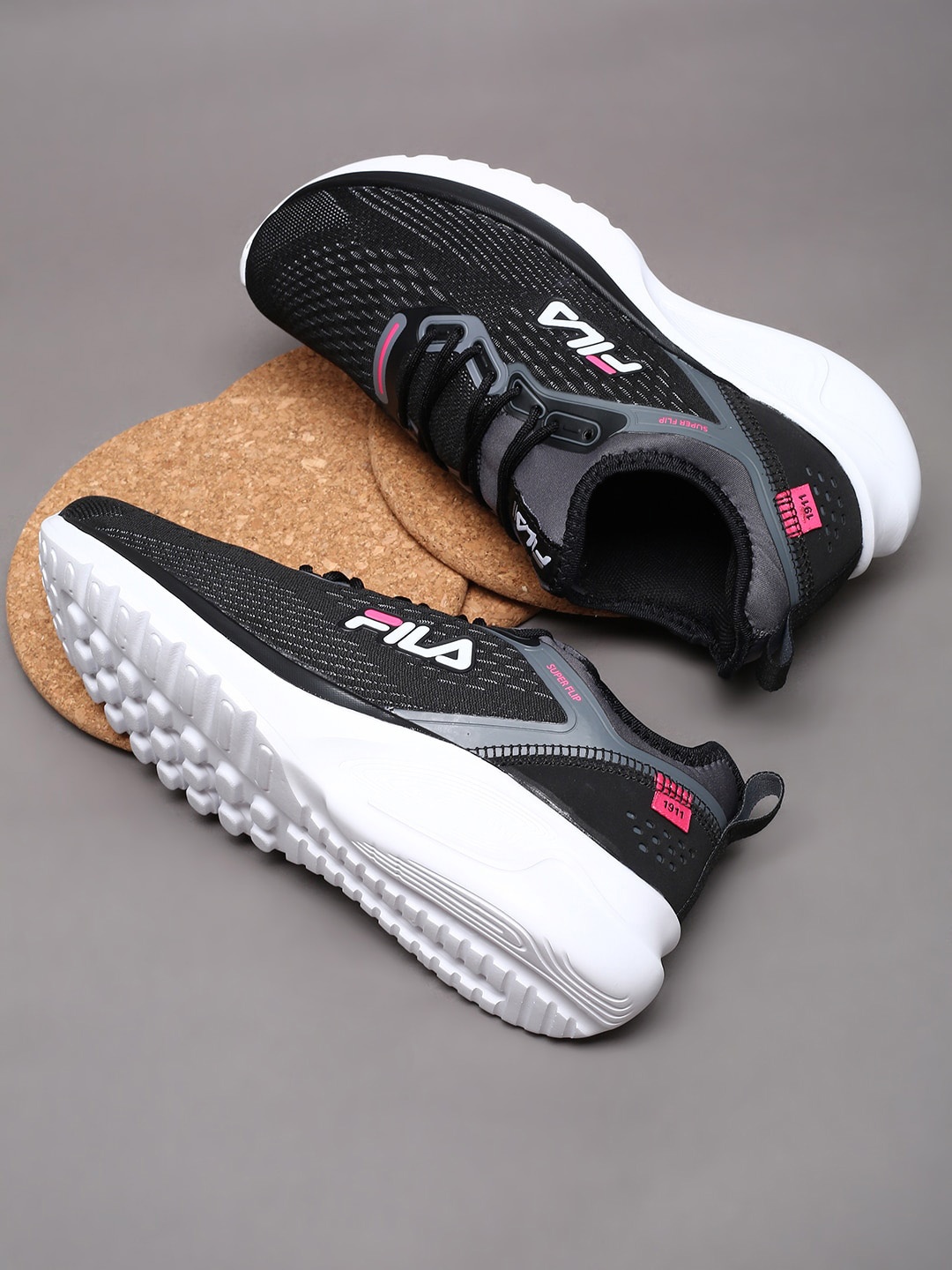 

FILA Women Super Mesh Textured Comfort Insole Sneakers, Black