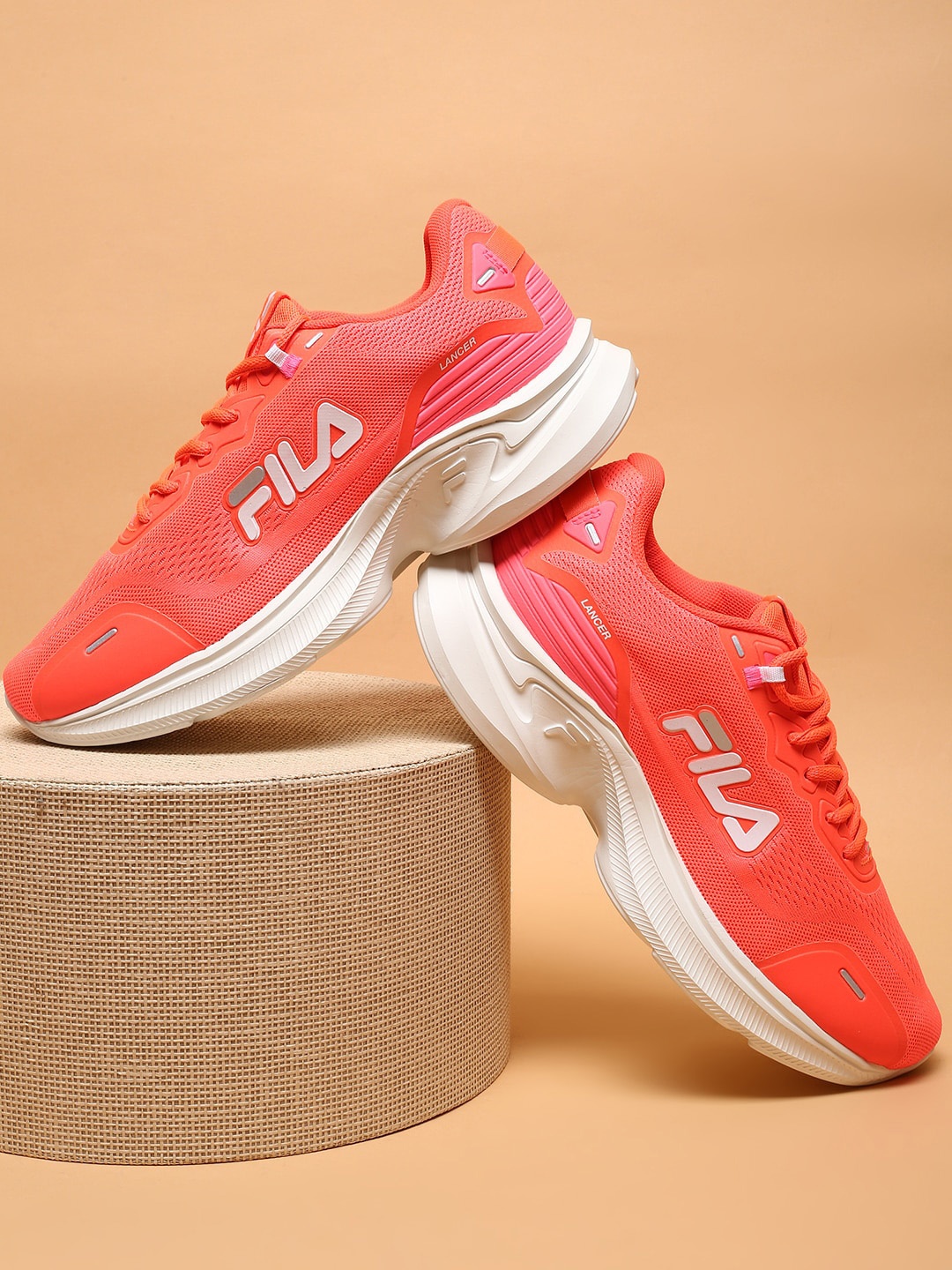 

FILA Women Lancer Mesh Textured Comfort Insole Sneakers, Coral