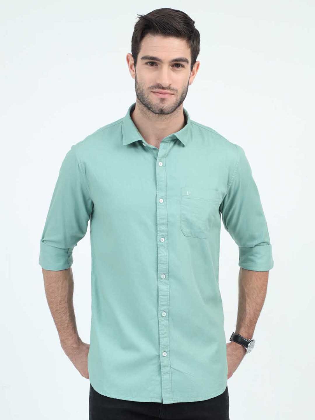 

URBARO Smart Slim Fit Casual Shirt, Green