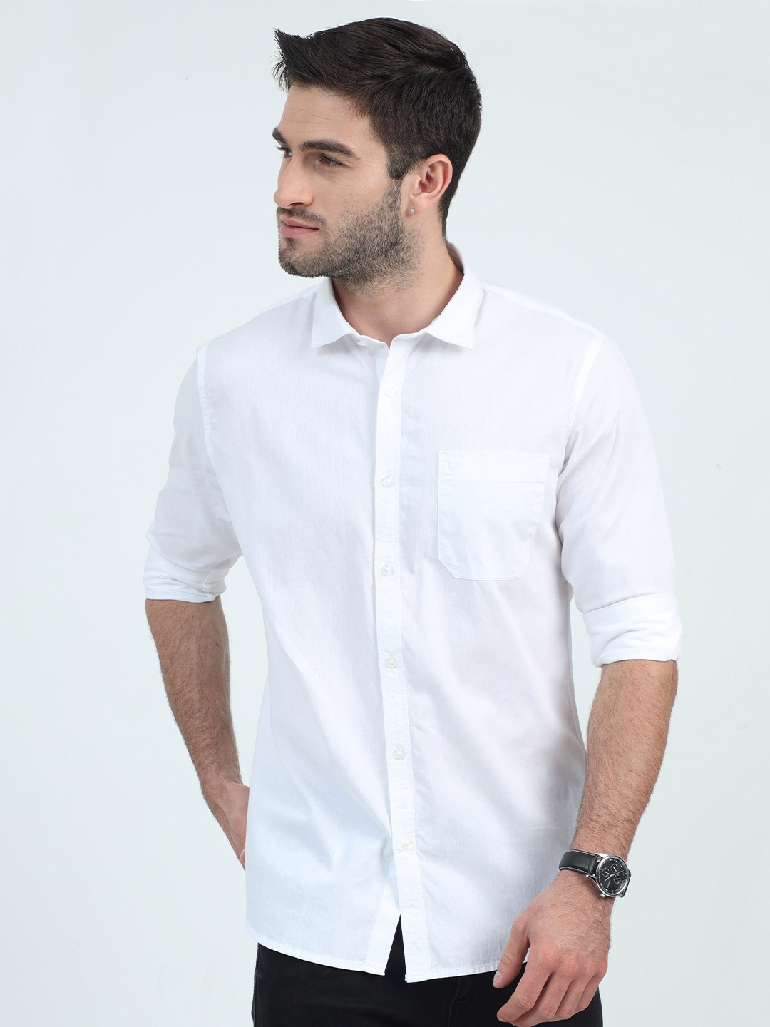 

URBARO Smart Slim Fit Pure Cotton Casual Shirt, White