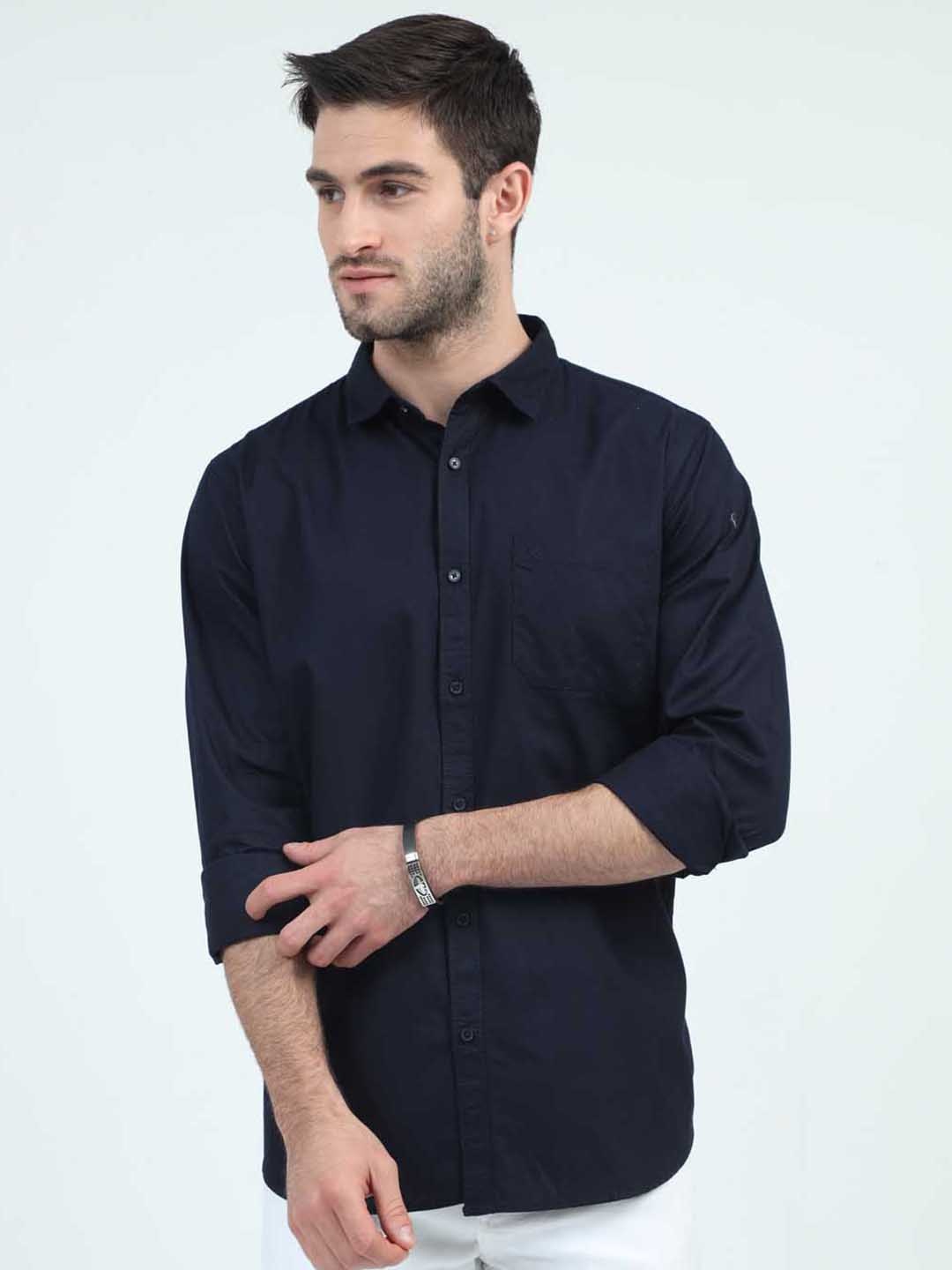

URBARO Smart Slim Fit Casual Shirt, Navy blue