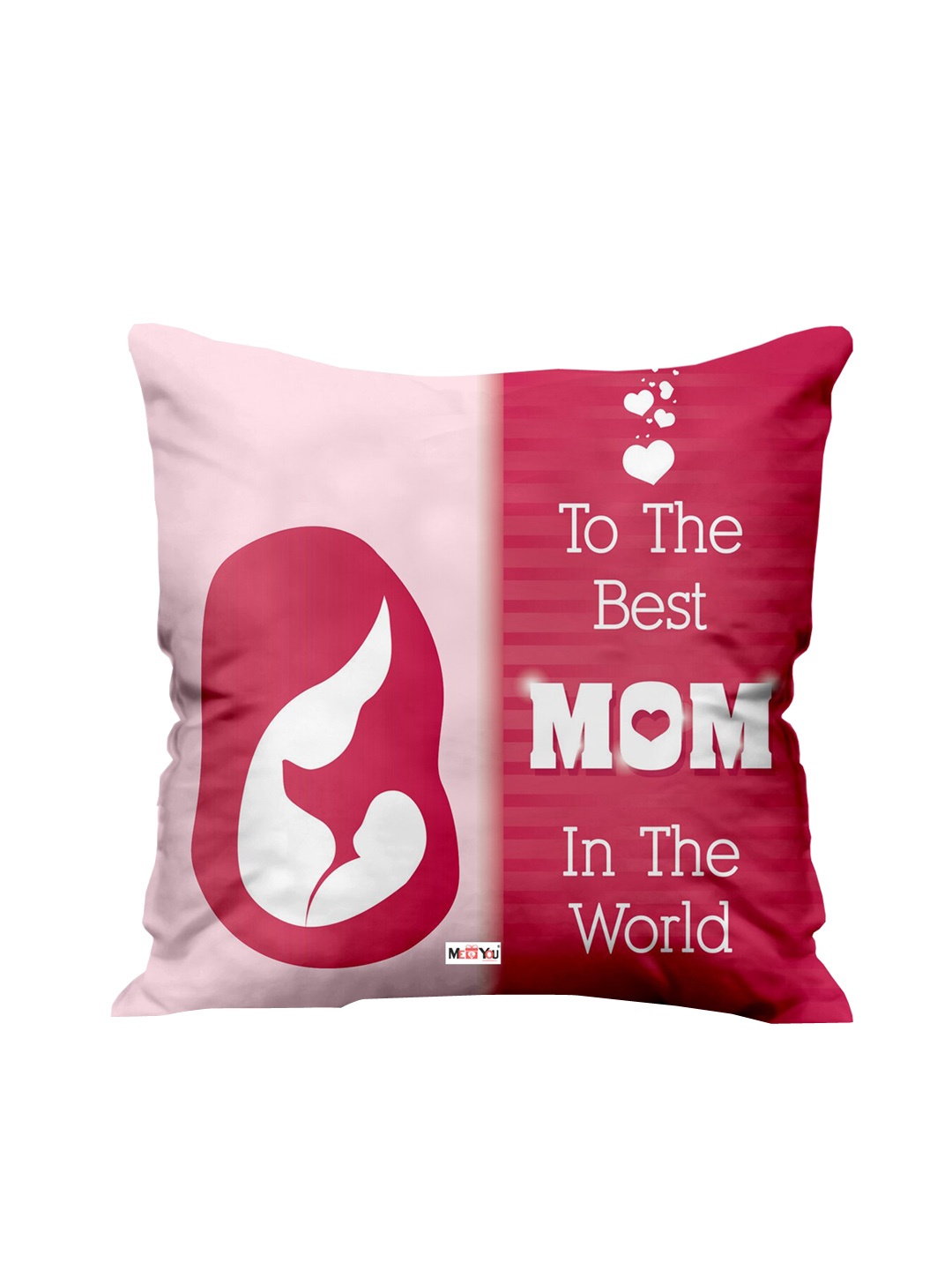 

ME & YOU Pink & White Printed Square Cushion