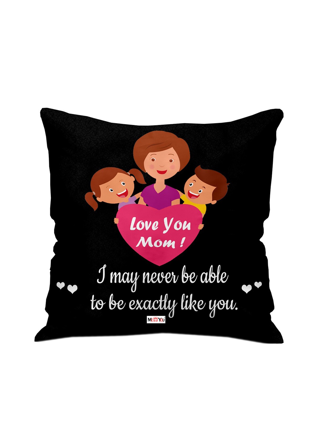 

ME & YOU Black & Pink Printed Square Cushion