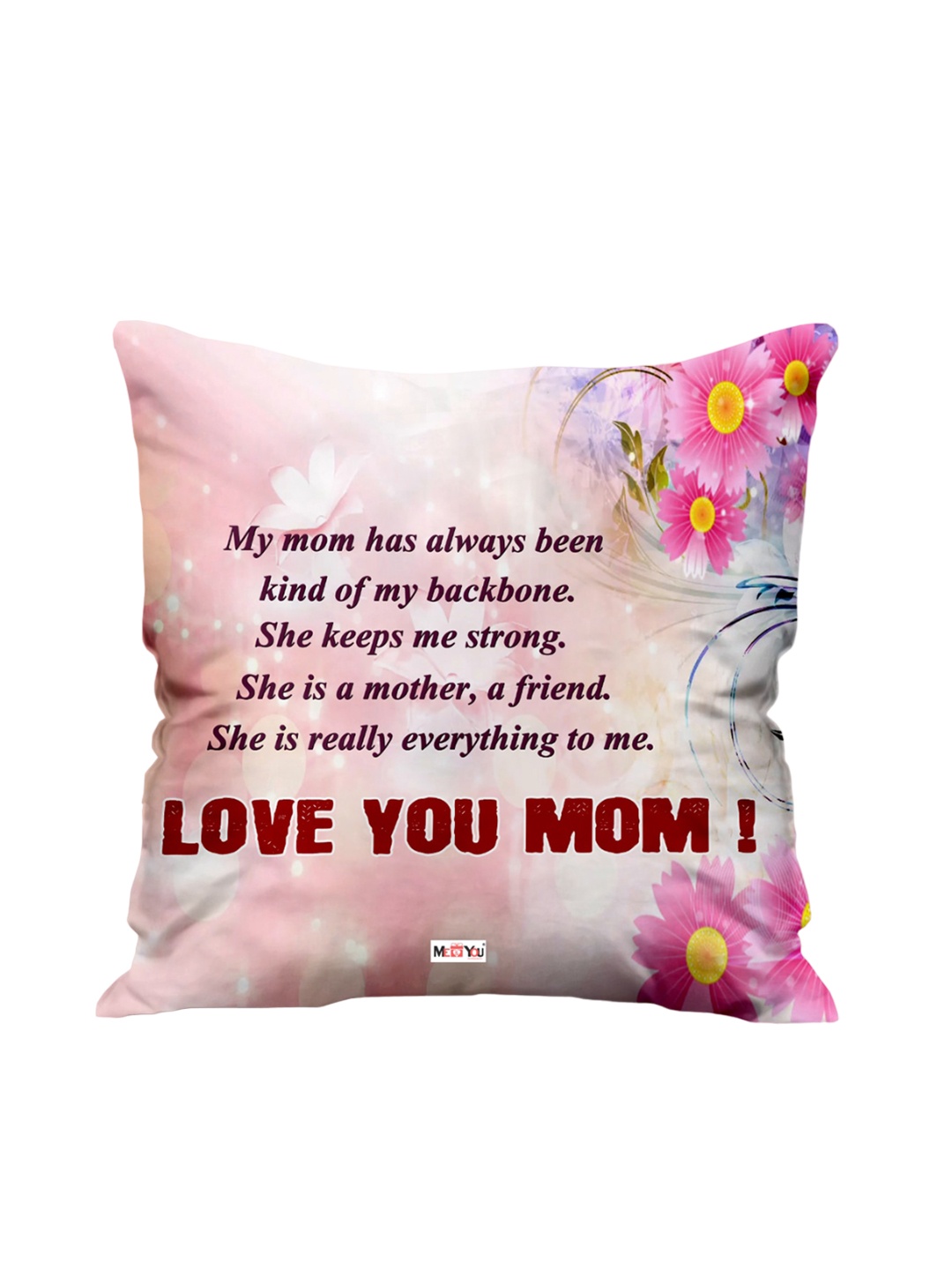 

ME & YOU Pink Printed Square Cushion