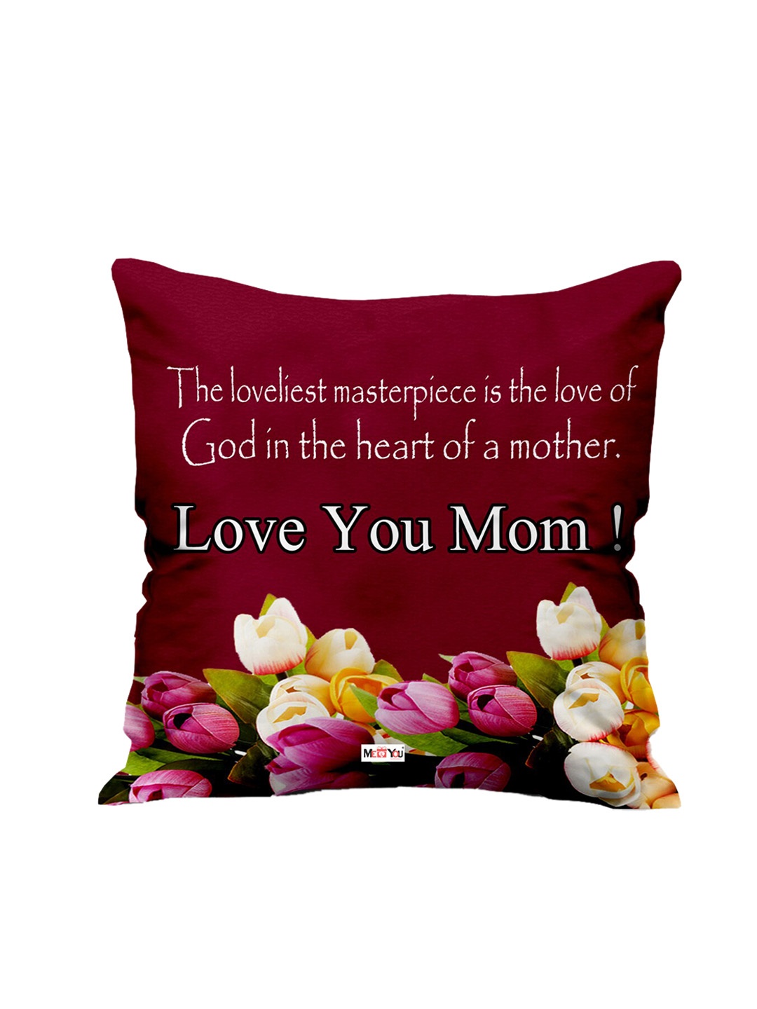 

ME & YOU Maroon Printed Square Cushion