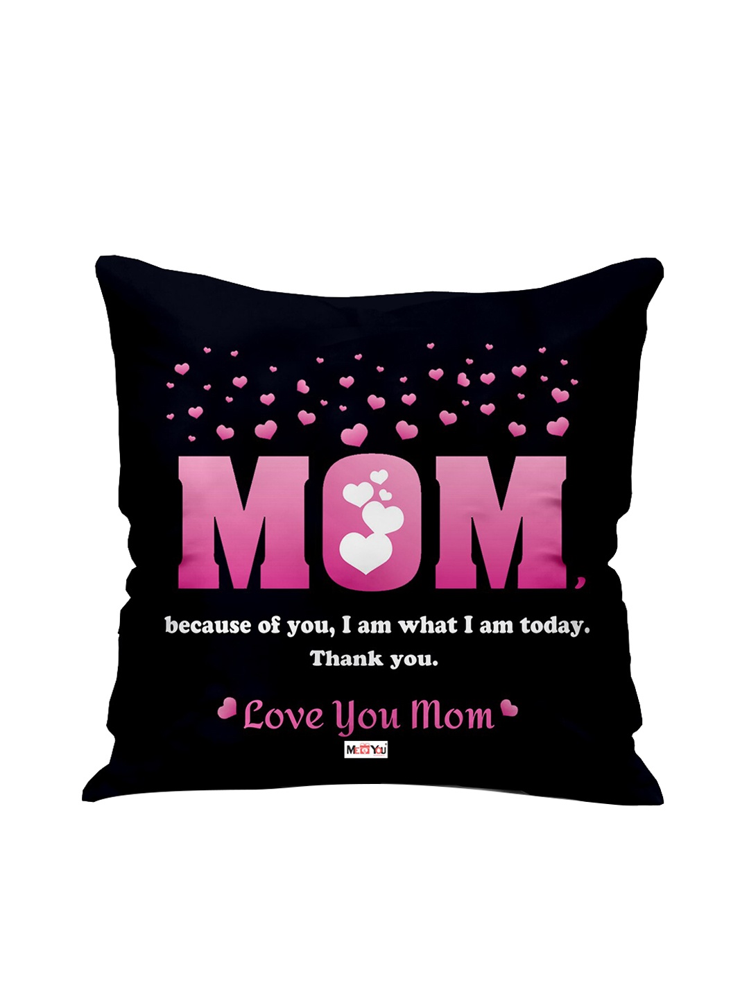

ME & YOU Black & Pink Printed Square Cushion