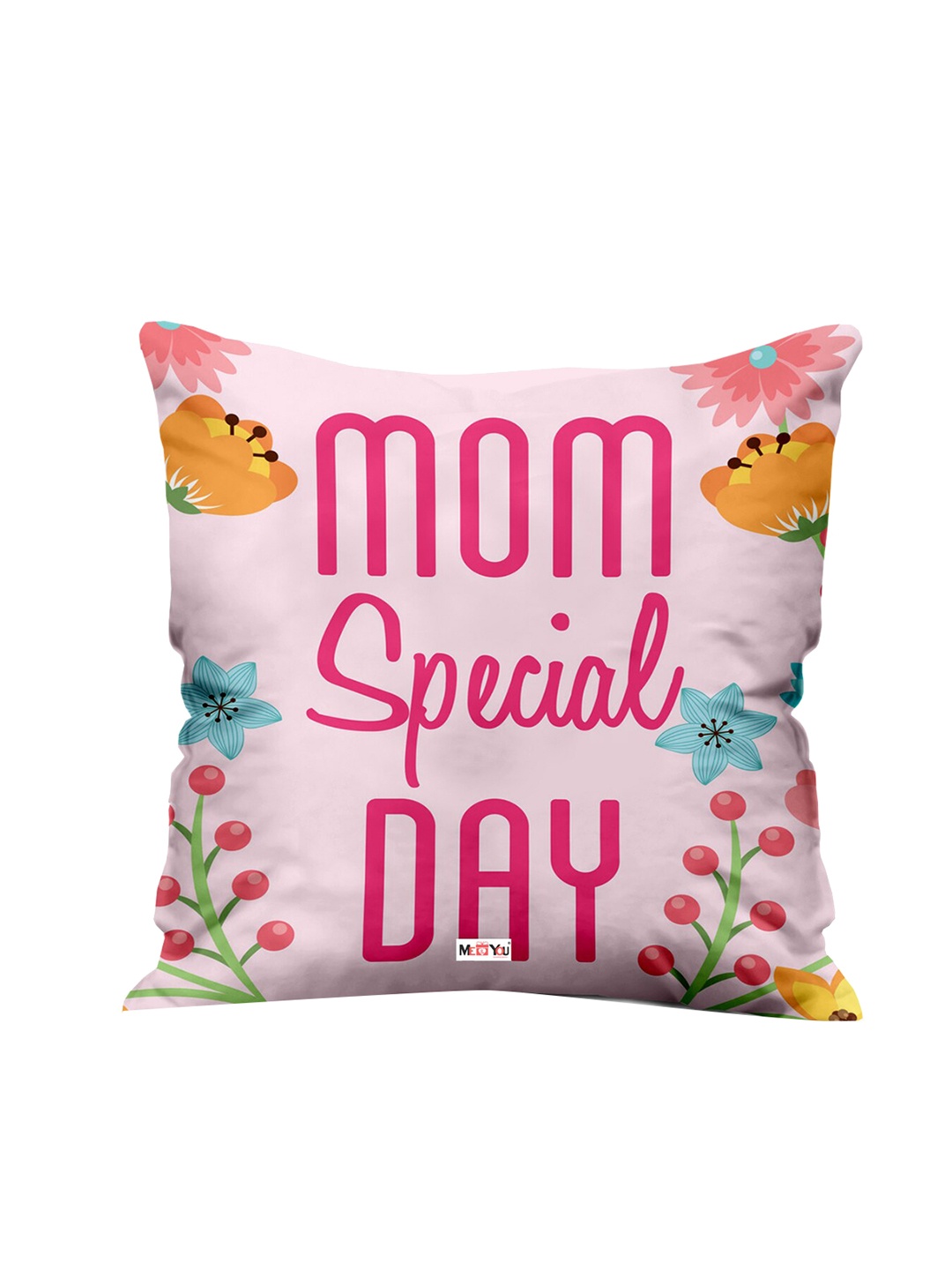 

ME & YOU Pink & Blue Printed Fibre Filled Square Cushion
