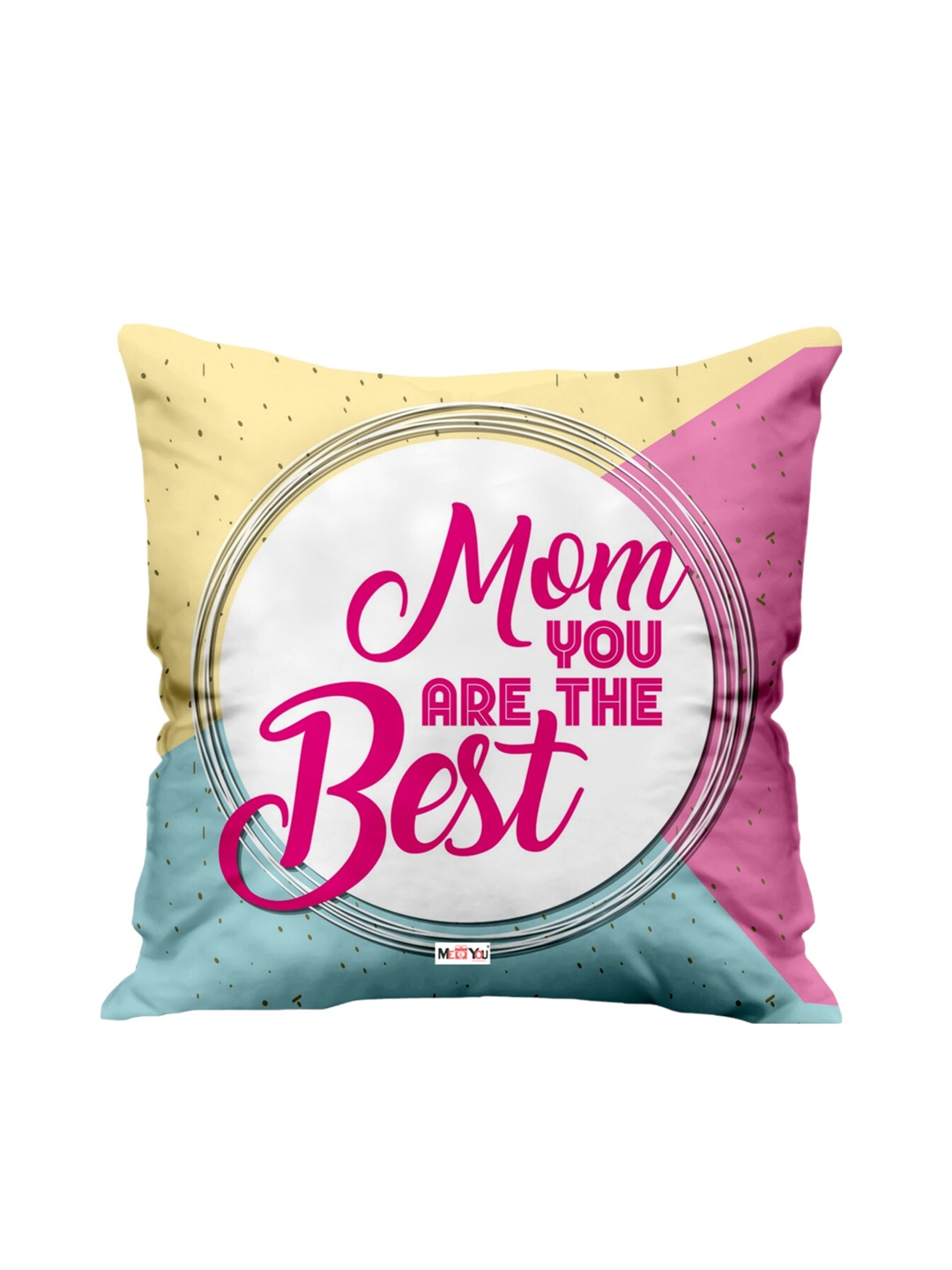 

ME & YOU Pink & White Love Quote Printed Square Shape Fibre Pre Filled Cushion