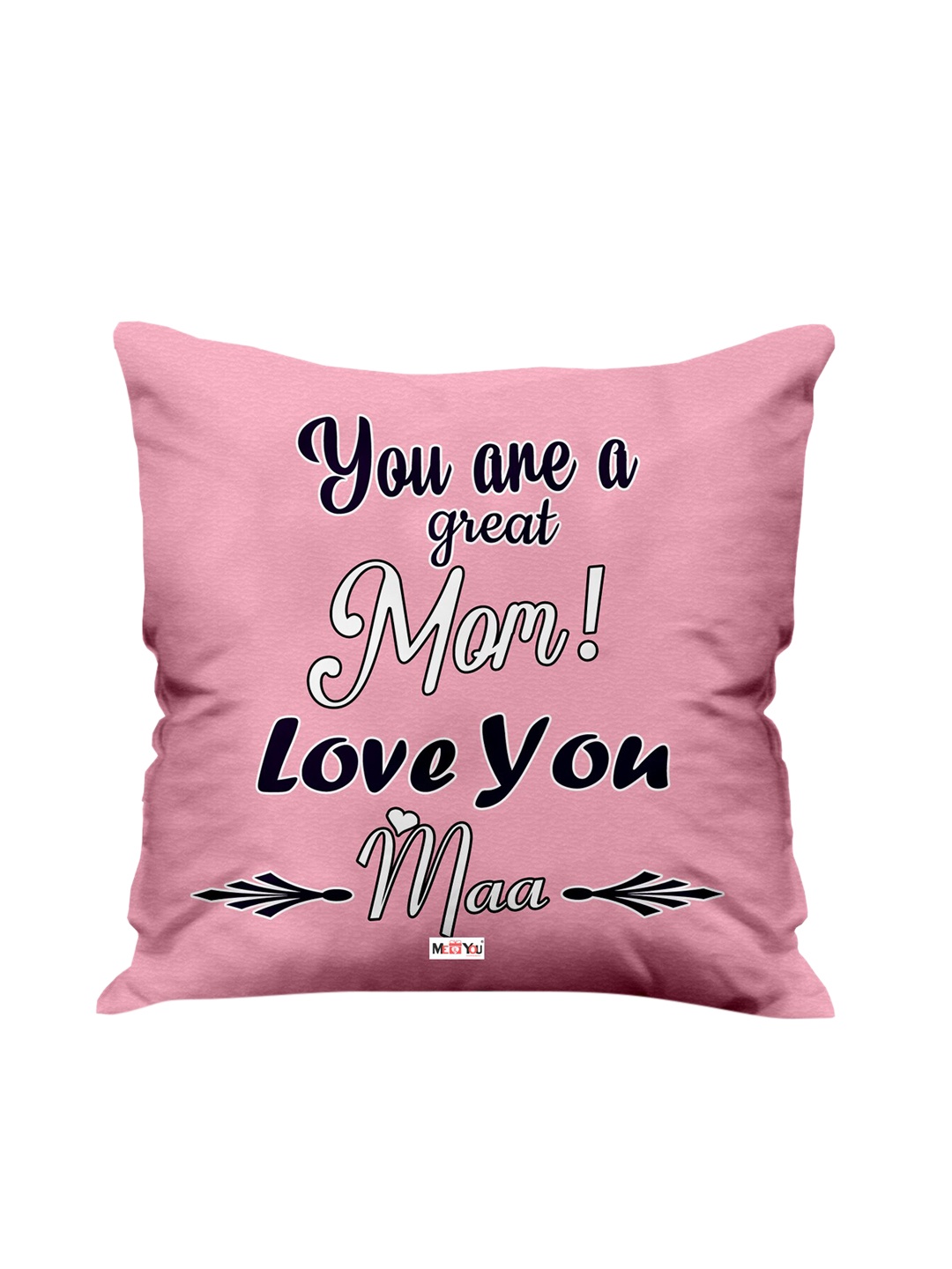 

ME & YOU Pink & Black Love Quote Printed Square Shape Fibre Pre Filled Cushion, Multi