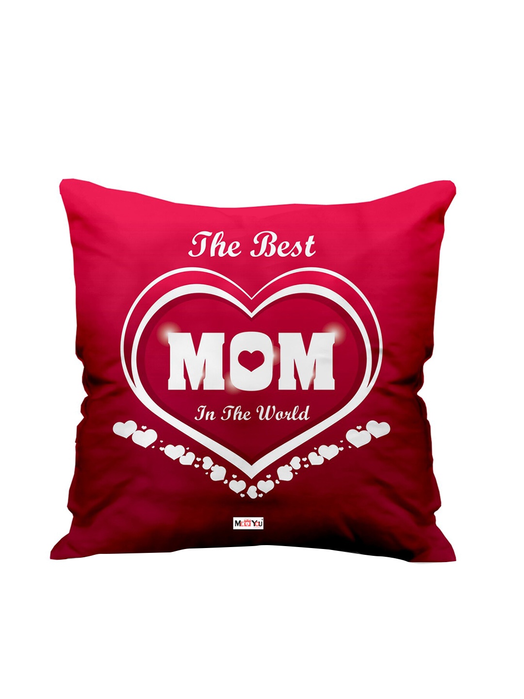 

ME & YOU Red & White Printed Square Shape Fibre Pre Filled Cushion