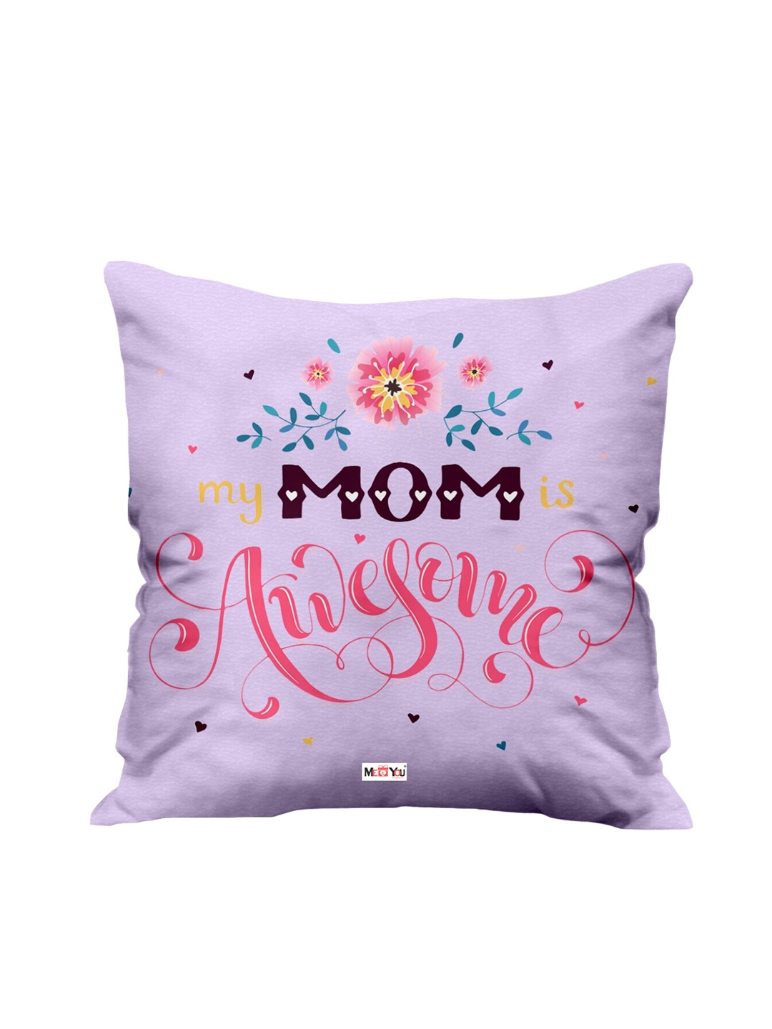 

ME & YOU Purple & Pink Printed Fibre Filled Square Cushion