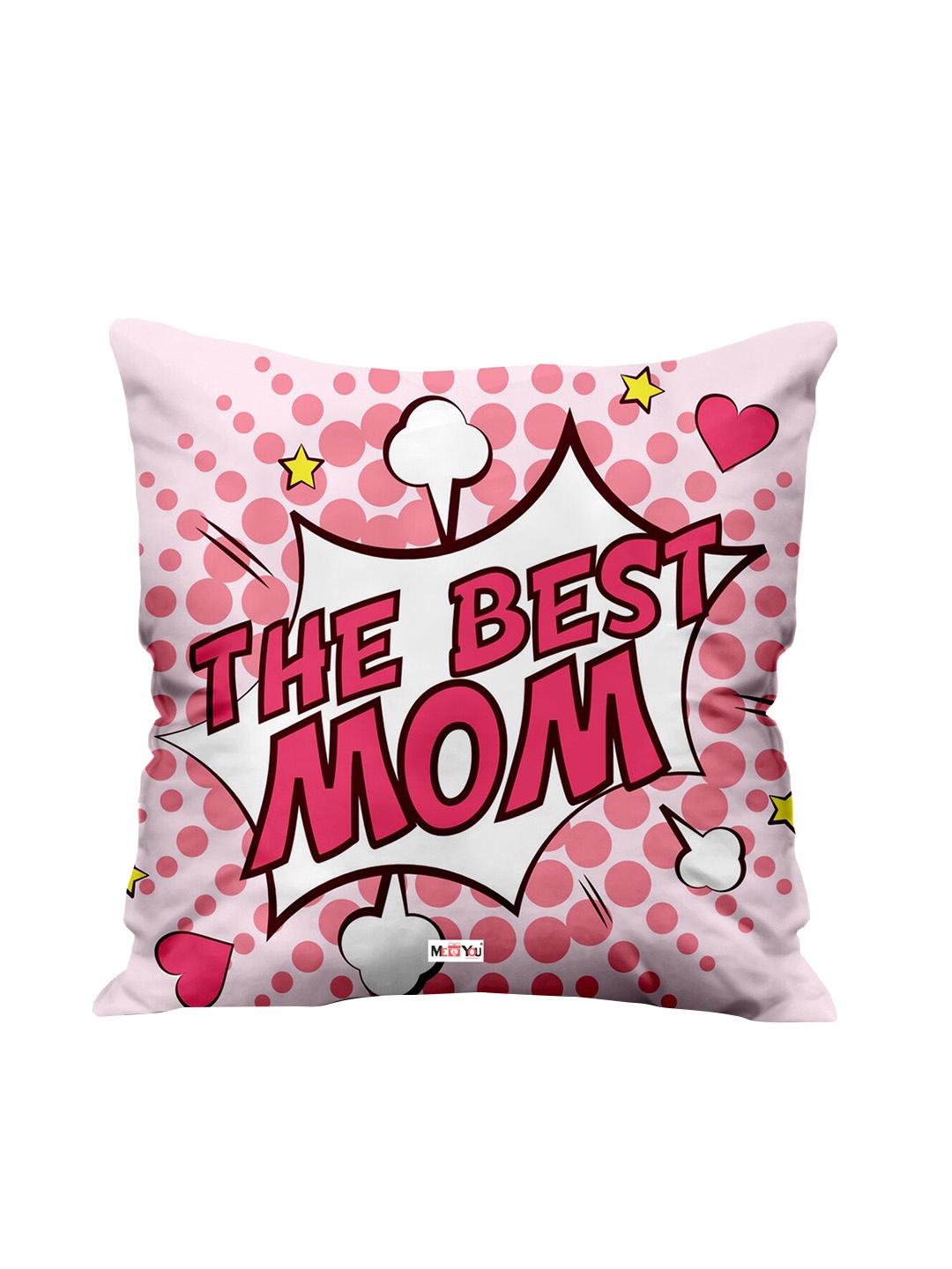 

ME & YOU Pink & Black Printed Square Shape Fibre Pre Filled Cushion, Multi