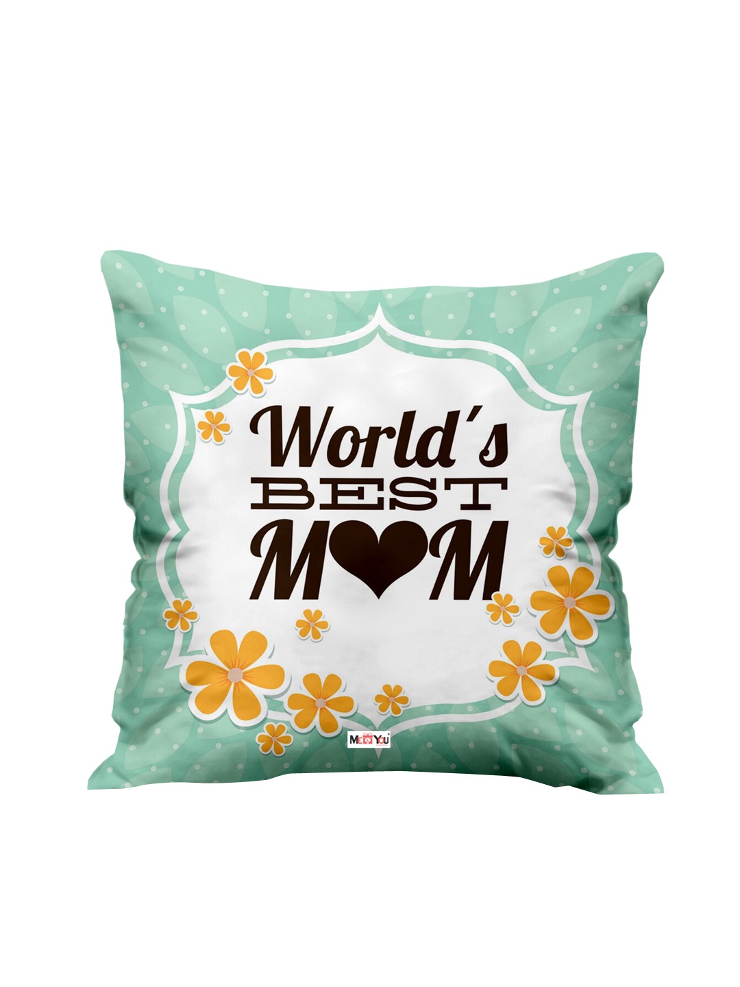 

ME & YOU Green & White Printed Square Pre-Filled Cushion