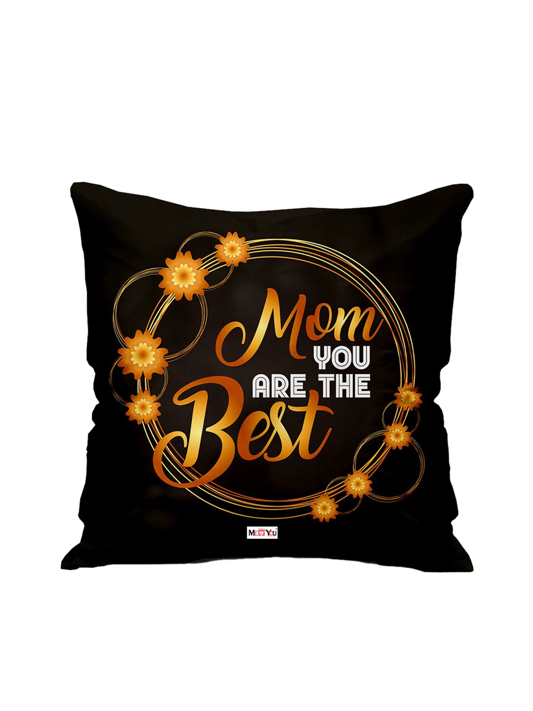 

ME & YOU Black & Orange Printed Fibre Filled Square Cushion