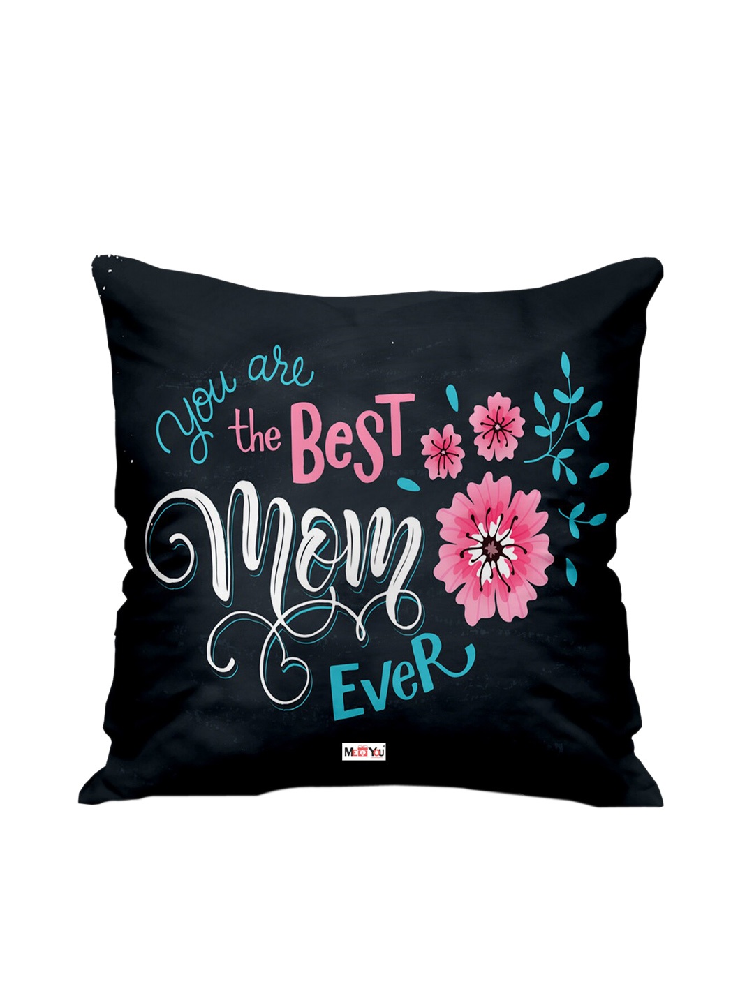 

ME & YOU Navy Blue & Pink Printed Square Pre-Filled Cushion