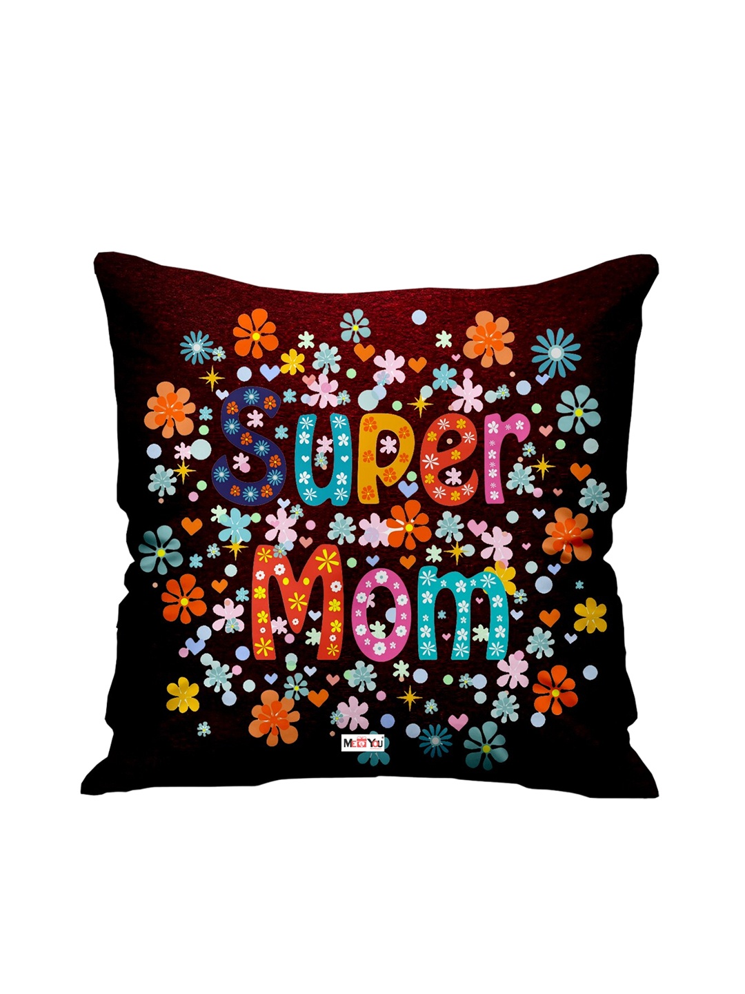 

ME & YOU Maroon & Blue Printed Square Cushion