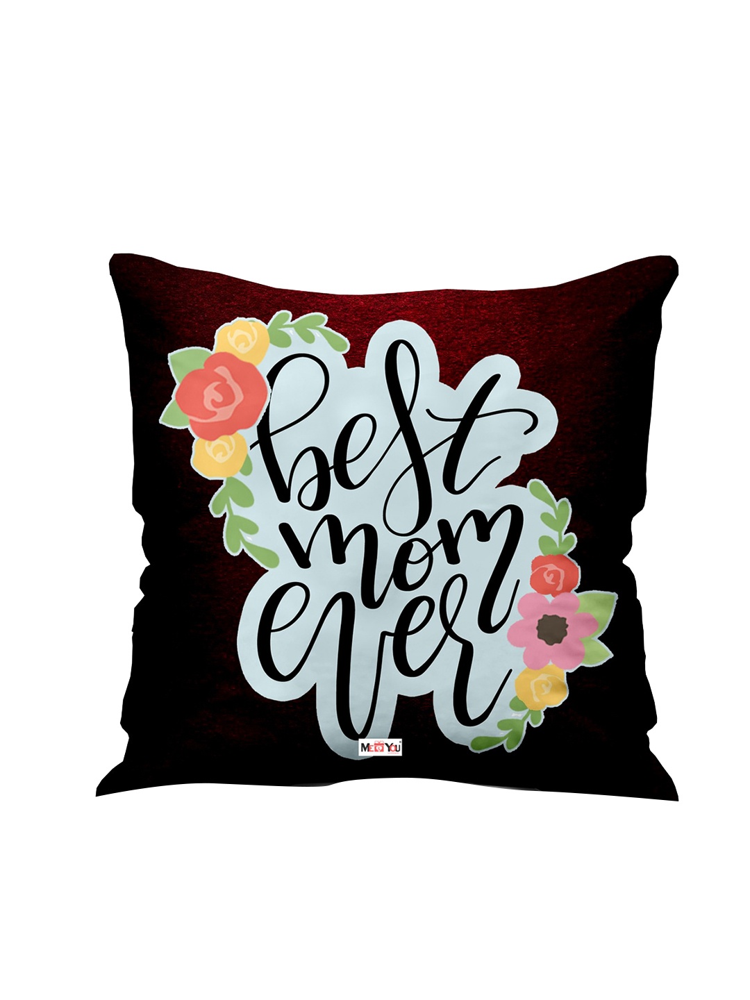 

ME & YOU Maroon & Blue Printed Square Cushion