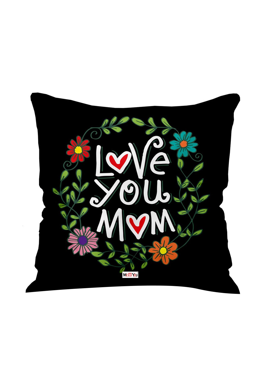 

ME & YOU Black & Green Printed Square Cushion