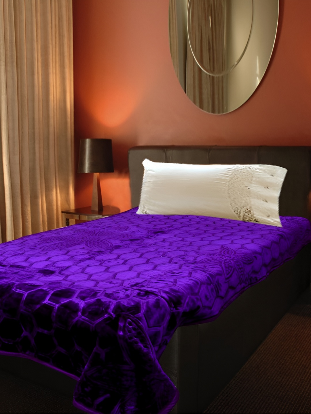 

Kritarth Handicrafts Purple Floral Woollen Heavy Winter 150 GSM Single Bed Blanket