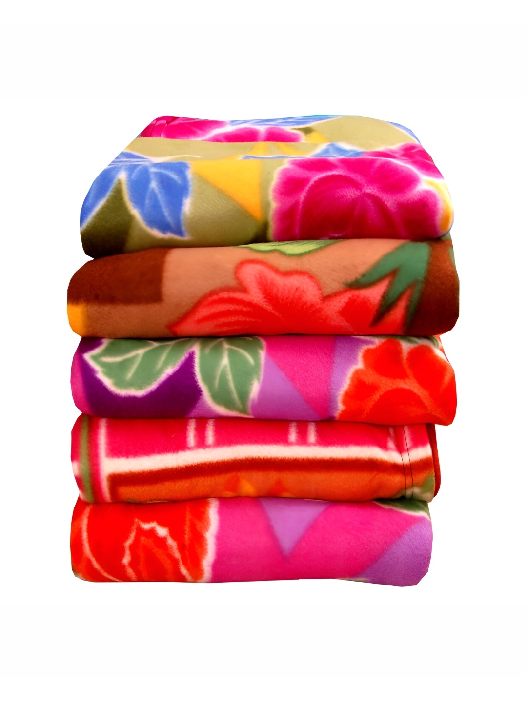 

Kritarth Handicrafts Orange 4 Pcs Floral Woollen Heavy Winter 150 GSM Single Bed Blanket