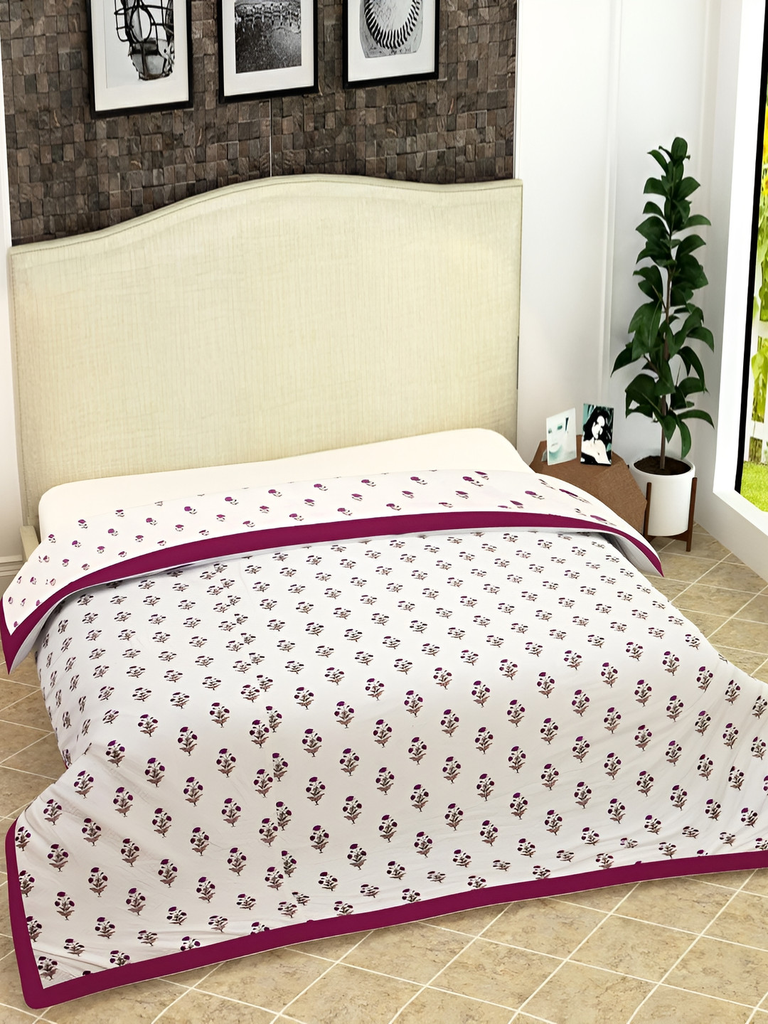 

Kritarth Handicrafts Violet Floral AC Room 210 GSM Double Bed Dohar