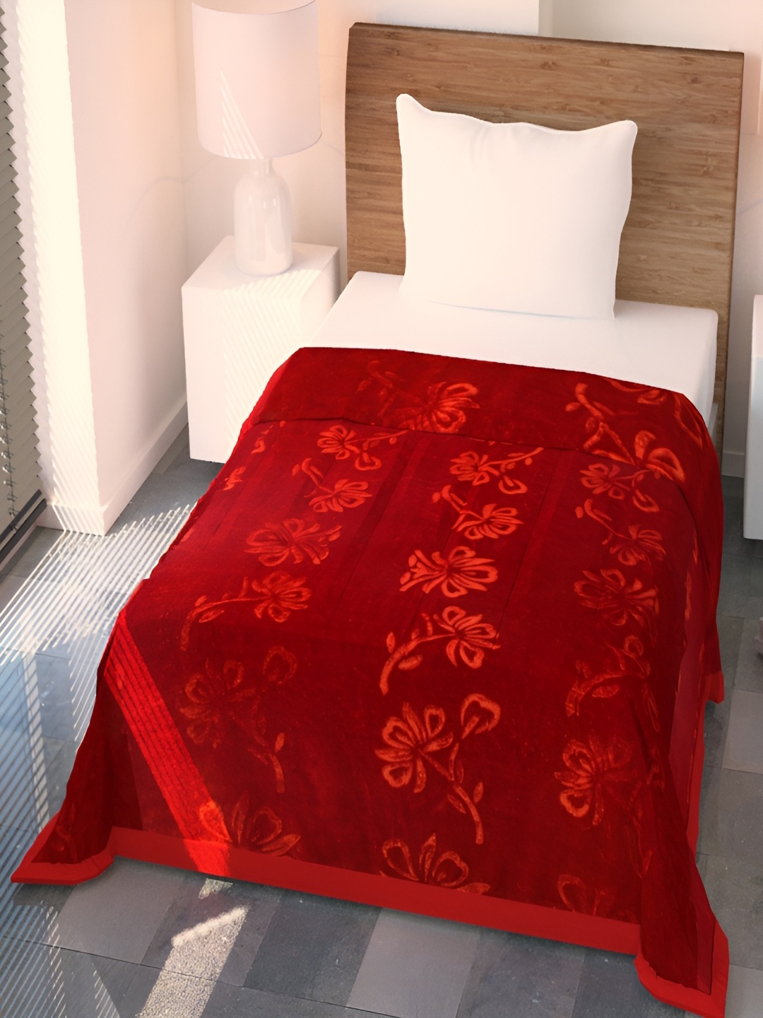 

Kritarth Handicrafts Brown Floral Woollen Heavy Winter 150 GSM Single Bed Blanket