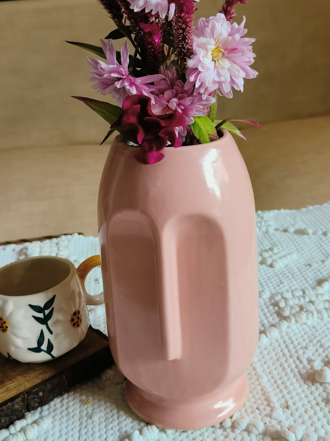 

NIYARA Pink Textured ceramic Flower Vases