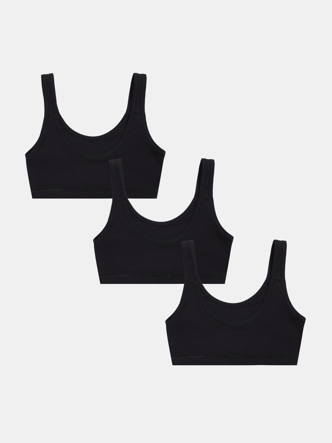 

Sillysally Girls Pack of 3 Full Coverage Beginners Sports Bra With All Day Comfort, Black