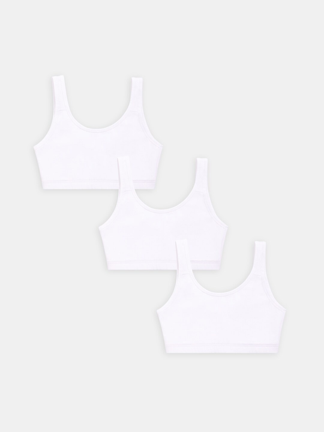 

Sillysally Girls Pack of 3 Full Coverage Beginners Sports Bra With All Day Comfort, White