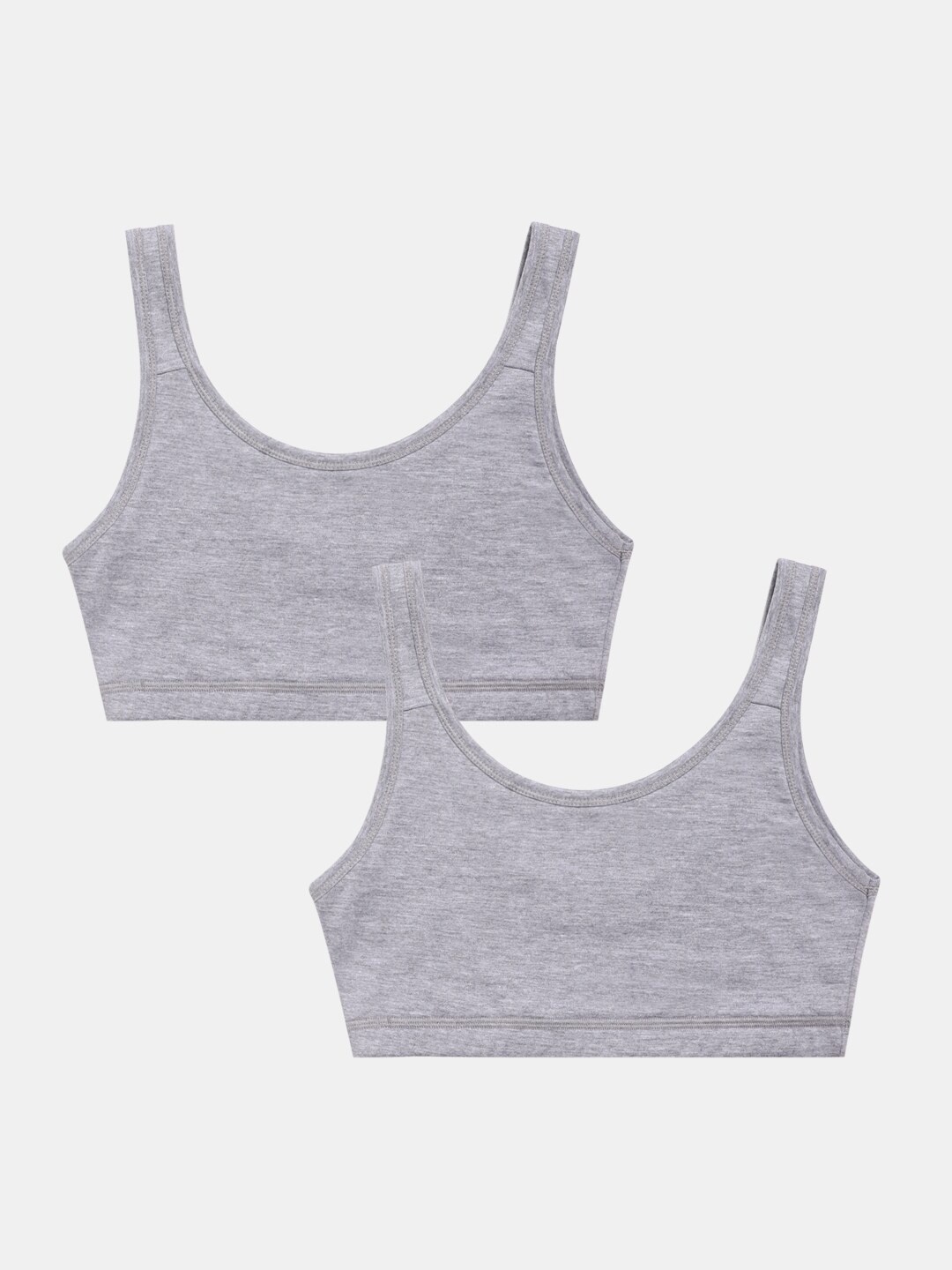 

Sillysally Girls Pack Of 2 Full Coverage High Support Super Support Beginners Bra, Grey melange