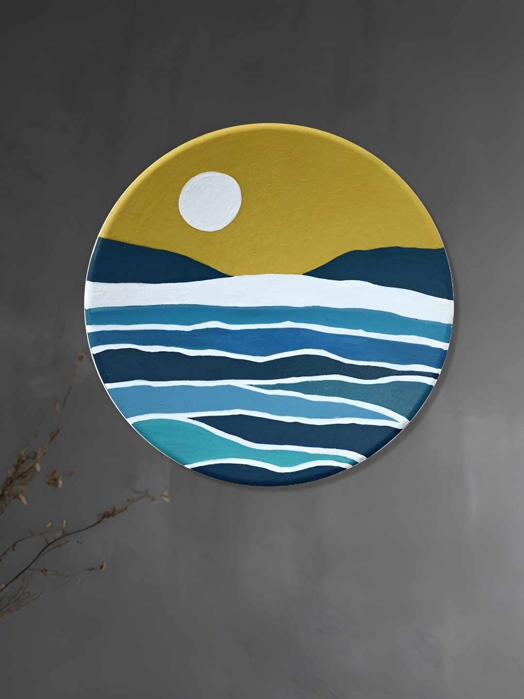 

ARTYSTA BEAUTIFYING LIVES Blue Painted Clay Wall Plate Decor