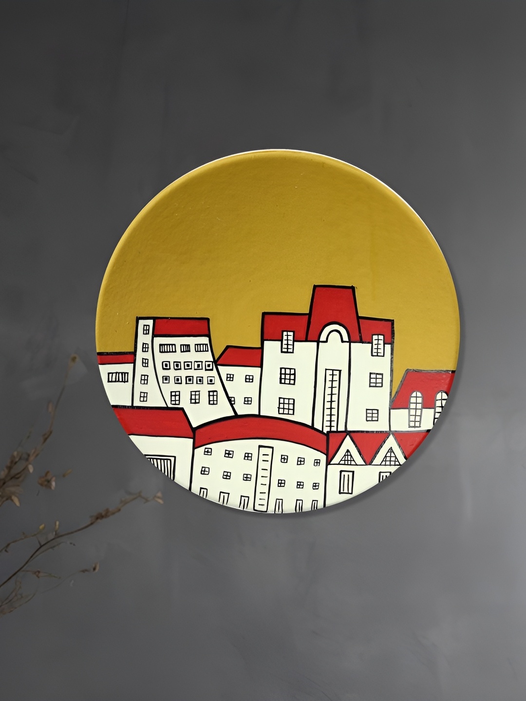 

ARTYSTA BEAUTIFYING LIVES Yellow & White Old City Wall Plate