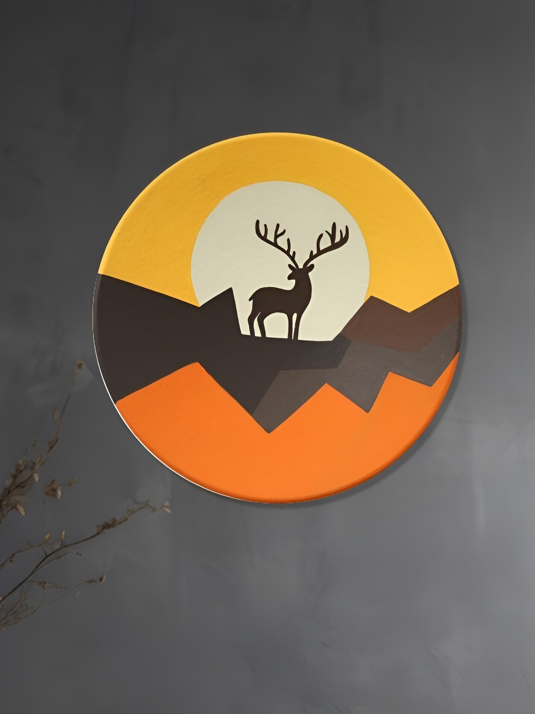 

ARTYSTA BEAUTIFYING LIVES Orange & Brown Majestic Reindeer Wall Plate